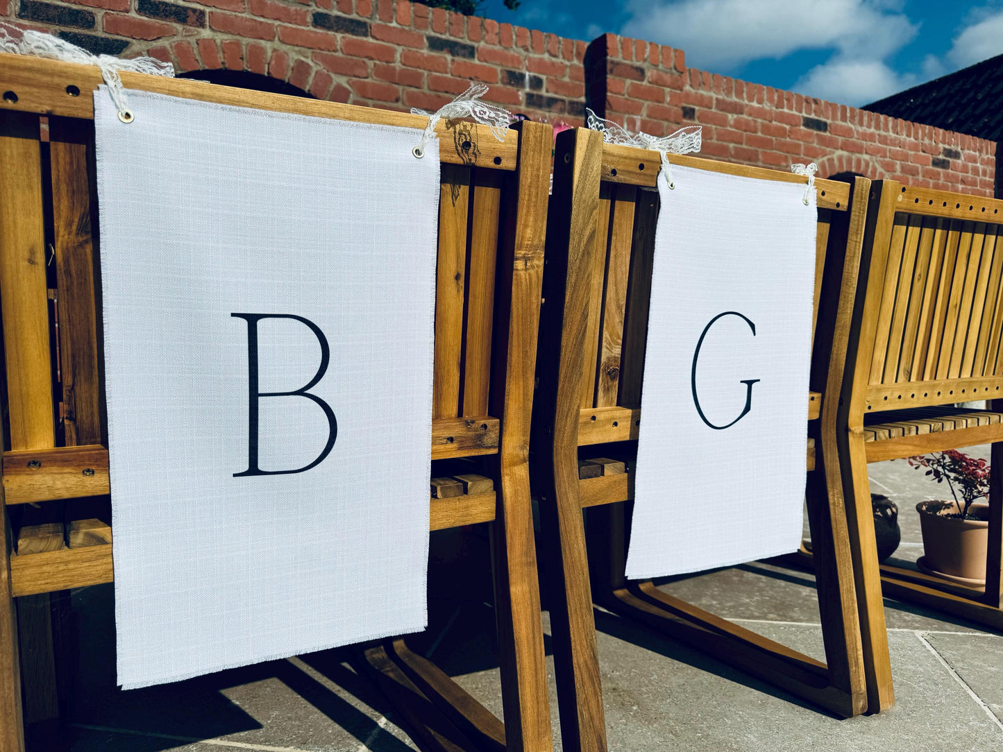 Bride and Groom Chair Signs - B and G