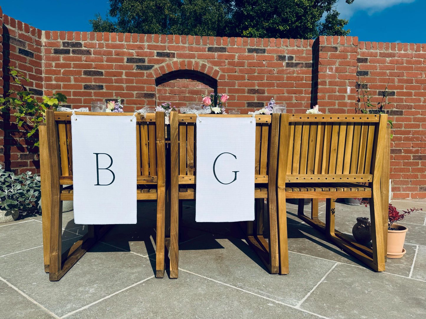 Bride and Groom Chair Signs - B and G